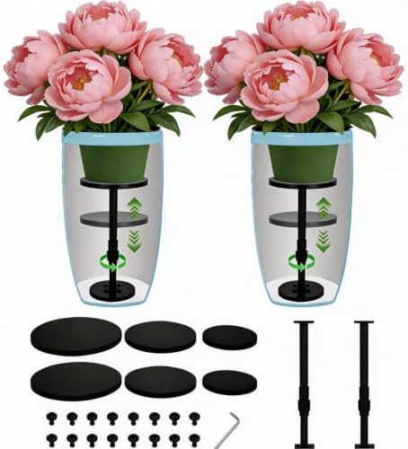 2 Pack Adjustable Height Plant Risers,Adjustable height 12–21 inches by Topfurn