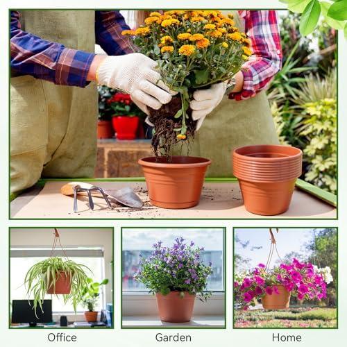 Roshtia 10 Pcs 10 Inch Hanging Baskets for Plants, Brown - Image 6