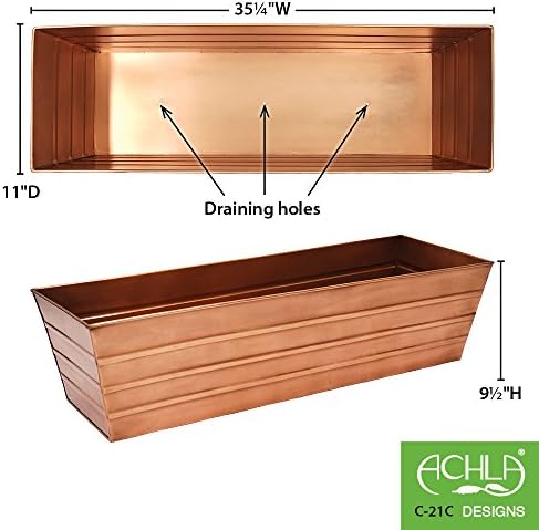 Achla Designs C-21C Plated Flower Box, Window Flowerbox Planter, Large, Copper - Image 5