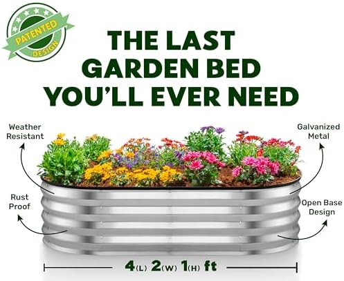 Plant & Plot Galvanized Raised Garden Beds Outdoor // 4×2×1 ft (2-Pack) Planter Raised Beds for Gardening, Vegetables, Flowers // Large Metal Garden Box (Silver) // Patented Tool-Free Design - Image 5