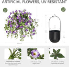 Artificial Flowers Artificial Petunias for Outdoors 2PCS Artificial Hanging Plants Outdoors Silk Flowers with Stems Outdoor Flowers Uv Resistant for Porch Decor Terrace Decor（Purple with Pot） - Image 2