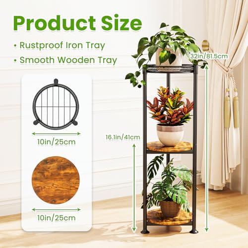 3 Tier Plant Stand Indoor Corner Tall Round Shape Plant Shelf - Image 2