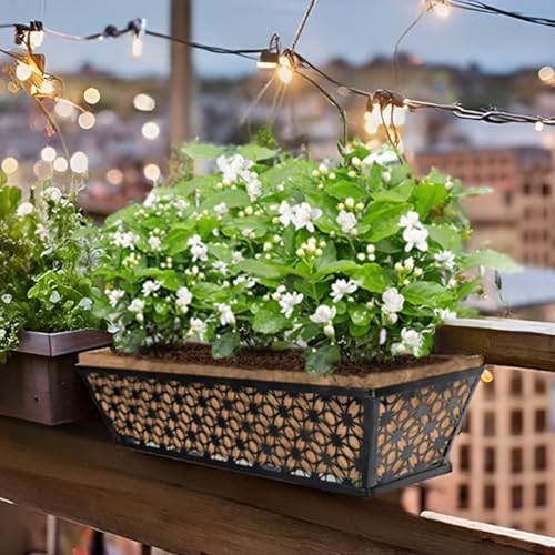 hehimhis 24 Inch 2 Pack Railing Planter Box with Adjustable Bracket,Window Planter Boxes Outdoor for Porch,Balcony Planters Railing Hanging,Fence,Patio Hanging Planters for Garden - Image 6