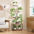 Plant Stand Indoor with Grow Lights, 8 Tiered Metal Plant Shelf with Wheels, 58" Tall Corner Plant Stand Flower Display Rack Holder for Living Room, Patio - Image 6
