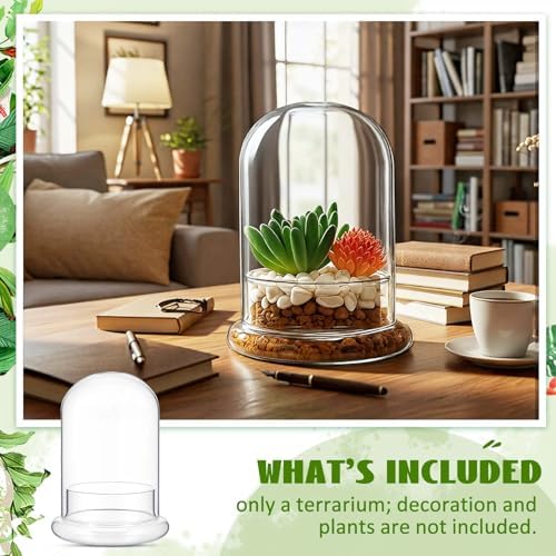 2 Pcs 4.7 x 6.3 Inch Clear Glass Dome Terrarium with Air Hole & Base - Image 6