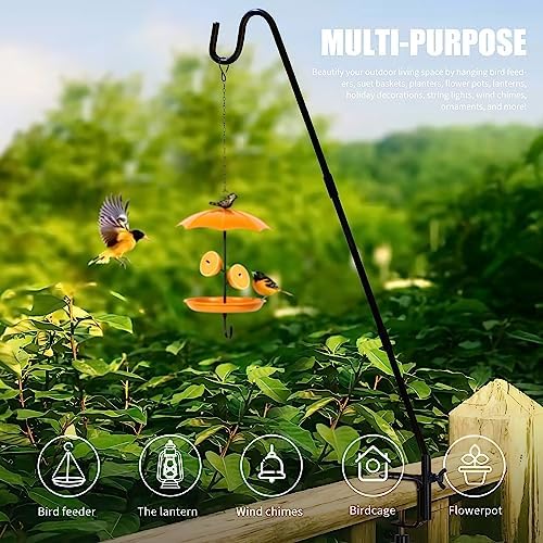 Juegoal 2 Pack Heavy Duty Deck Hook with 2 Inch Non Slip Clamp, 25 or 36 Inch Extended Reach Deck Hook, Adjustable Rail Pole Plant Bracket for Hanging Bird Feeder, Suet Baskets, Lanterns, Wind Chimes - Image 3