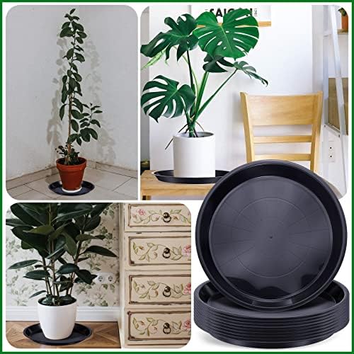 Sawysine 30 Pack Plastic Plant Saucer Round Drip Trays Black Flower Pot Saucers Thick Plant Dish Sturdy Water Tray Heavy Drainage Potted Container for Indoor Outdoor Garden (14 Inches) - Image 7