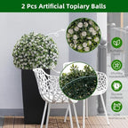 15.7 Inch Artificial Hanging Topiary Balls Set of 2, Faux Flower Balls for Garden Patio Wedding Valentine's Day Decor, Outdoor Indoor Hanging Decorations for Porch Front Door Party, White - Image 4