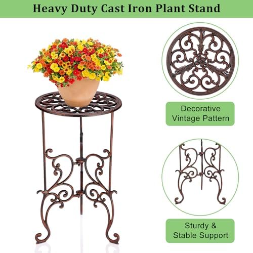 OwnMy Cast Iron Tall Plant Stand Heavy Duty Wrought Iron Flower Pot Holder - Image 2