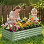 2 Pack 4x2x1 Ft Galvanized Raised Garden Bed, Green - Image 6