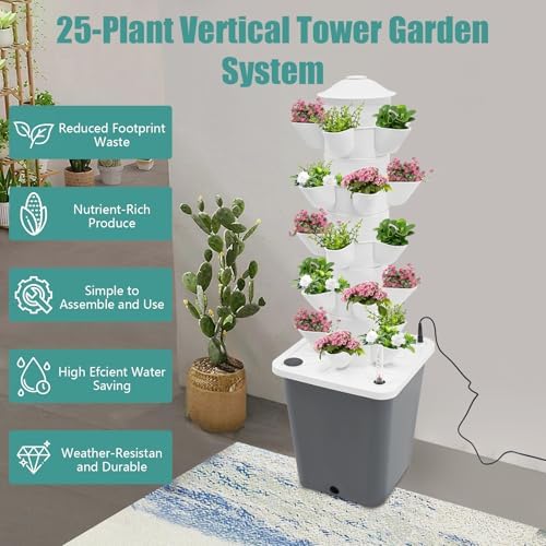 25-Plant Vertical Tower Garden System - Indoor Hydroponic Growing Kit - Image 2