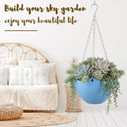 Zopeal 16 Pack Self Watering Hanging Planters 8 Inch Garden Flower Plant Pot Container with Drainer and Chain Round Hanging Pot Plant Basket for Indoor Outdoor Plants(Blue) - Image 6