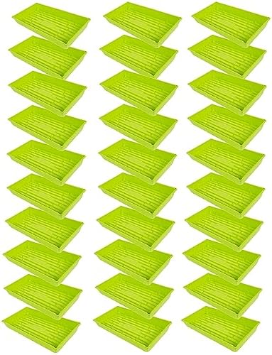 SUNPACK 10" x 20" Mega Plastic Seed Starting Tray, Lime Green, 2.5" (Pack of 30) - No Drainage Holes, Ideal for Greenhouses or Indoor Gardening - Made of Thick, Strong Plastic by SUNPACK