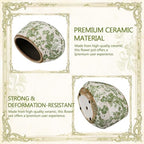 9.8 Inch Large Vintage Ceramic Planter Ice Crack Glaze Green Chrysanthemum Floral Flower Pot with Drainage Rustic Decorative Plant Pots Gifts for Home Kitchen Office Indoor Outdoor Plants - Image 2