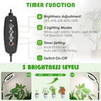 LBW Grow Light with Stand for Indoor Plants, 8" Halo Full Spectrum Grow Light, Adjustable Height up to 68", Auto Cycle Timer (4/8/12H), 6-Level Dimmable, Plant Light for Indoor Growing - Image 3