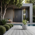 Kante Modern Home Minimalist 13.3" Dia Pale Gray Concrete Curved Planter - Image 3