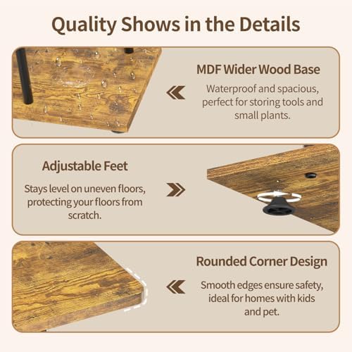 LASZOLA Plant Stand Tall for Indoor Corner with Light, 5 Tier Wood Brown - Image 4