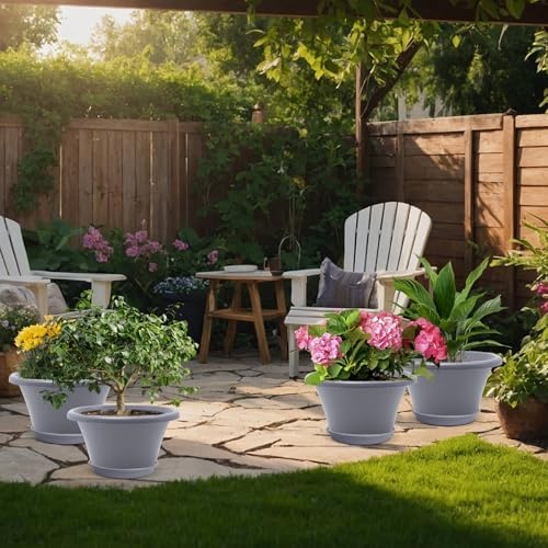 Quarut 12 Inch Pots for Plants,4 Pack Large Flower Pots with Drainage Hole - Image 6