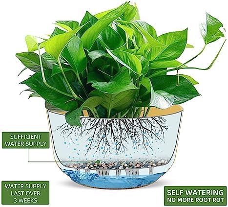 Dexceder 11.2 Inch Self Watering Hanging Planter (2 Pack, Yellow) - Image 2