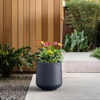 Kante Large Round Curved Charcoal Concrete Planter 16.5" Dia, Outdoor - Image 6