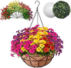 Halatool Hanging Baskets with Artificial Flowers, All Season Home Decor by HALATOOL