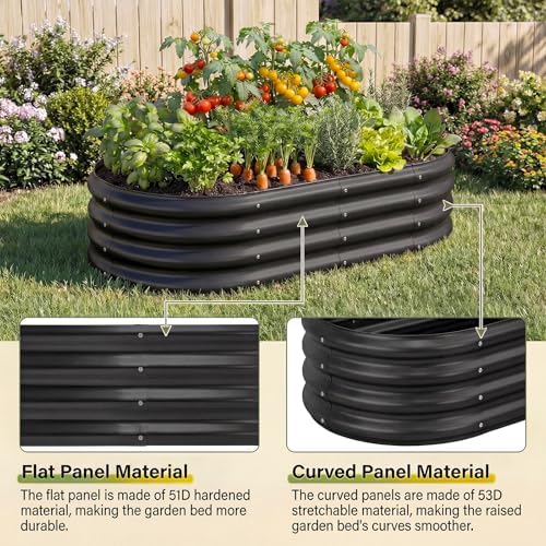 Land Guard Galvanized Raised Garden Bed Kit, Galvanized Planter Raised Garden Boxes Outdoor, Oval Large Metal Raised Garden Beds for Vegetables(Grey)4×2×1ft(1pcs) - Image 3