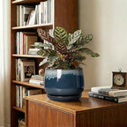 7 Inch Plant Pot Indoor, Ceramic Plant Pots, Retro Blue - Image 5