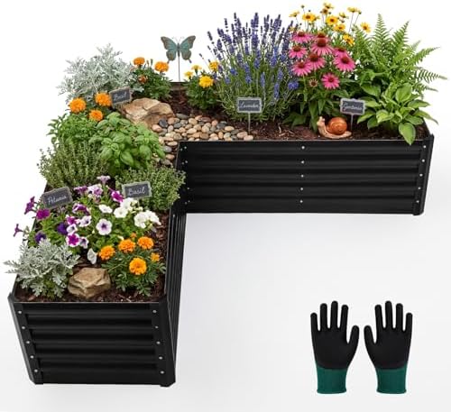 L Shaped Galvanized Raised Garden Bed Outdoor, 6.2x6.2x1.5ft by Unknown