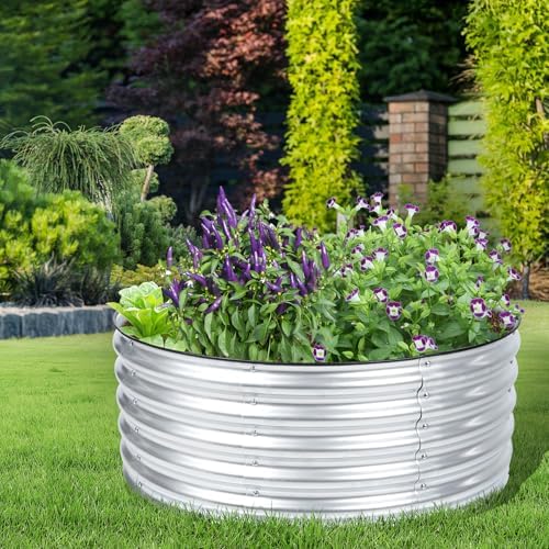 Aoodor 17" Tall 42" Metal Raised Garden Bed, Silver - Image 2