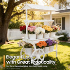Flower Cart Display Stand with Wheels, 3-Tier Wooden Retro - Image 5