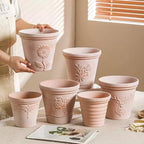 Vintage Boho White Terracotta Flower Pots, Breathable Clay Planters, Roman Decorative Pots for Indoor & Outdoor, Garden Planters for Patio, Balcony Home Décor (Coconut, 20 * 18cm) - Image 5