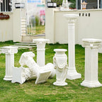 Vintage Roman Column Pedestal Stand Flower Plant Pillar Magnesium Oxide Large Sculpture Pedestal Stand Holder White Decorative Greek Pillar for Indoor Outdoor Garden Events,D - Image 2
