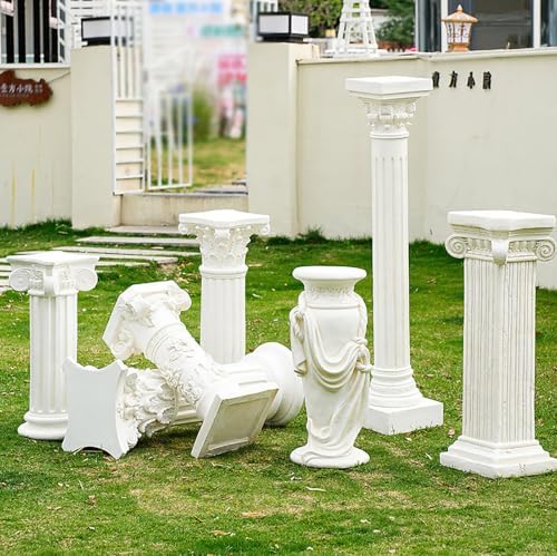Vintage Roman Column Pedestal Stand Flower Plant Pillar Magnesium Oxide Large Sculpture Pedestal Stand Holder White Decorative Greek Pillar for Indoor Outdoor Garden Events,C - Image 2