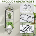 2 Pcs Metal Hanging Baskets for Plants Outdoor Wall Plant Holder Wall Mounted Hanging Planter Vase for Indoor Outdoor Plants Window Plant Shelves Hanging Planters for Indoor Plants and Flowers - Image 4