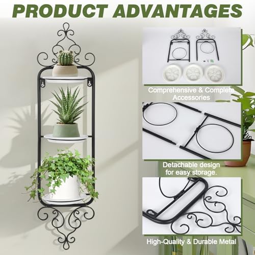 2 Pcs Metal Hanging Baskets for Plants Outdoor Wall Plant Holder Wall Mounted Hanging Planter Vase for Indoor Outdoor Plants Window Plant Shelves Hanging Planters for Indoor Plants and Flowers - Image 4
