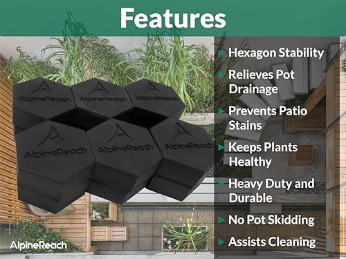 AlpineReach Extra Heavy Duty Pot Feet Risers 20 Pack Hexagons & Adhesive Pads - Protect Healthy Plants - Strong Invisible Supports Small Large Flower Planters Stability - Outdoor Lifter Toes Elevator - Image 5