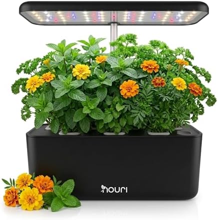 Nouri Hydroponics Growing System, 7 pod Smart Indoor Herb Garden Kit with LED Grow Lights, Hydroponic Herb Garden Indoor for Plant Lovers, Gardeners, Kitchen, Lettuce Seeds Included by Nouri