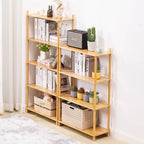 4‑Tier Expandable Freestanding Bamboo Bookshelf, Wooden Bookcase - Image 3