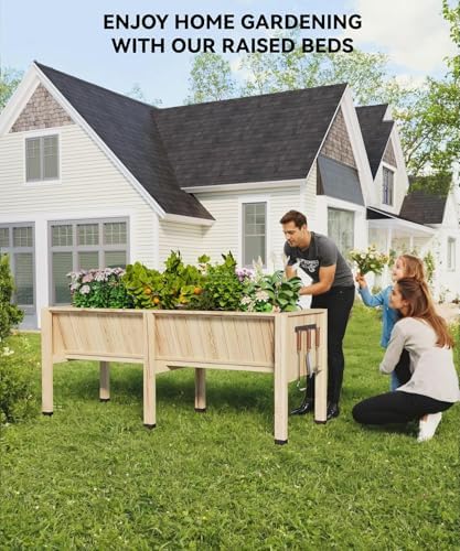 72x26x30 Inch Raised Garden Bed With Leg, Elevated Wood Planter Box Stand for Vegetables, Herbs & Flowers, 6x2x2.5 Ft Outdoor Standing Planter w/Hooks,13.7In Depth Plante for Backyard, Patio, Balcony - Image 6