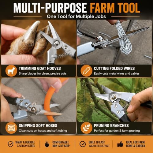 Goat Hoof Trimmers and Farrier Shears – Versatile Hoof, Wire, and Pipe Cutting Tool for Livestock– Silver (1pack) - Image 4