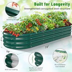 Green Oval Raised Garden Bed / Galvanized Steel Planter Box,72X24X12 inches - Image 2