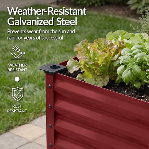 Best Choice Products 72x24x30in Non Toxic Galvanized Raised Garden Bed, Metal Elevated Planter Box, Vegetable Garden, 100% Non Toxic Materials - Royal Red - Image 7