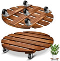 Taiyin 2 Pack 16 Inch Wooden Rolling Plant Caddy, 220 Lbs Lockable Wheels by Taiyin