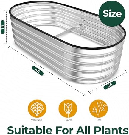 Utopia Home Galvanized Raised Garden Bed 4x2x1 Ft, Pack of 2 Silver - Image 5