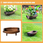 Wooden Barrel Planter Rustic Flower Pot Small Half-Cut Barrel 30x16x9cm Indoor Outdoor Garden Decor Wedding Photography Prop - Image 3