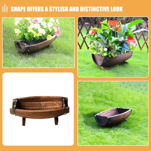 Wooden Barrel Planter Rustic Flower Pot Small Half-Cut Barrel 30x16x9cm Indoor Outdoor Garden Decor Wedding Photography Prop - Image 3