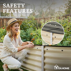 YITAHOME 6.5x2x1.5ft Large Raised Garden Bed Kit, 17" Tall 6 in 1 Galvanized Metal Planter Box with Gloves & Safety Rubber, Outdoor Above Ground Planters for Plants Vegetables Flowers, Cream Yellow - Image 6