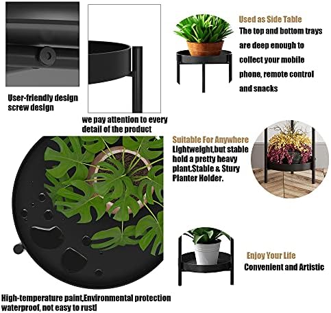 30" Plant Stand, 2 Tier Metal Flower Plants Holder with 2 Removable Display - Image 5