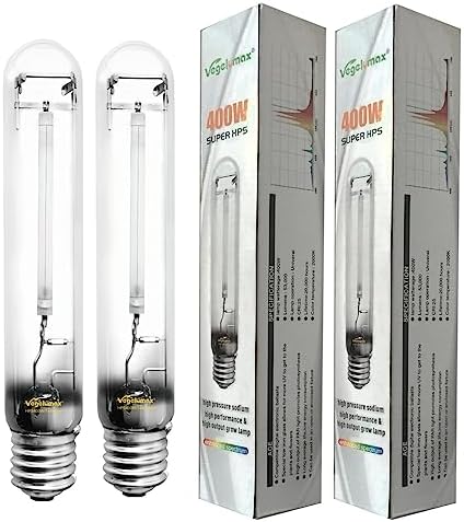 2-Pack 400W HPS Super Grow Light Bulb,High PAR Enhanced Red and Orange Spectrum for Horticulture Plant Growth Flourishing,CCT 2100K,Ultra Bright 55,000Lumens,E39 Base by Vegelumax