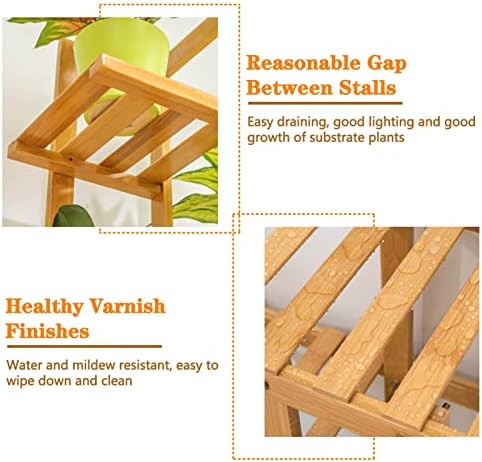 Bamboo Planter Stand, Multi-Purpose Standing Shelf 5 6 7 Tiers 6 7 8 Flower Pot Stander for Indoor Outdoor Garden Patio, Plant Flower Display Holder Rack (Size : 45x22x145cm) - Image 3